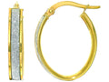 Finejewelers 14 Kt Two Tone Gold 3.75x14x17mm Oval Hoop Earring With Glitter