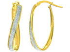 Finejewelers 14 Kt Two Tone Gold 3.75mm Twisted Oval Hoop Earring With Glitter
