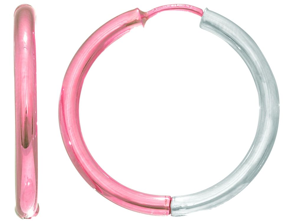 Finejewelers 14 Kt White Gold 2.5x20mm Half Half Hoop Earring