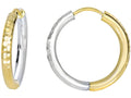 Finejewelers 14 Kt Two Tone Gold 2.5x15mm Bright Cut Half Half Hoop Earring