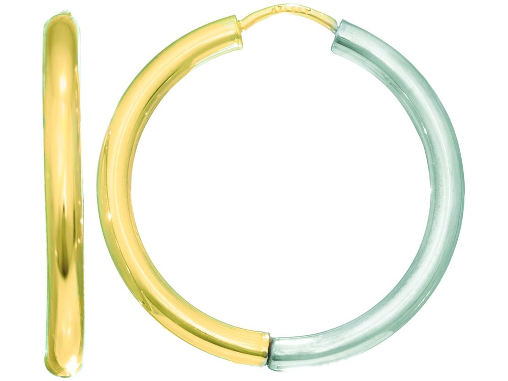 Finejewelers 14 Kt Two Tone Gold 2.5x20mm All Two Tone Round Hoop Earring
