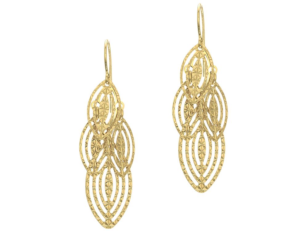 Finejewelers 14 Kt Yellow Gold 13.0x40.0 Bright Cut 4-marquise Shape Drop Earring With Inch J Inch Hook
