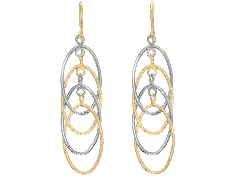 Finejewelers 14 Kt Two Tone Gold 11.4x45.0mm Ut 4-drop Open Oval Two Tone Drop Earring Inch J Inch Hook
