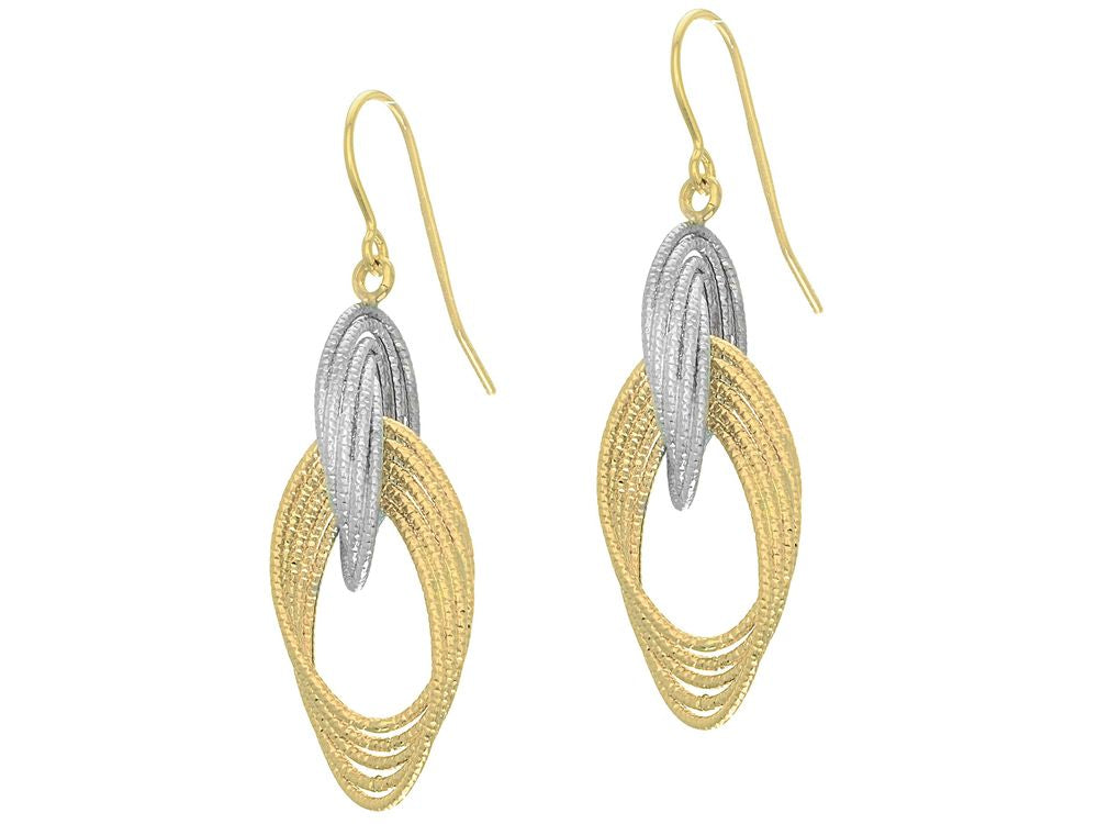 Finejewelers 14 Kt Two Tone Gold 11.6x40.0mm  Graduated Drop Open Oval Two Tone Drop Earrings J Hook