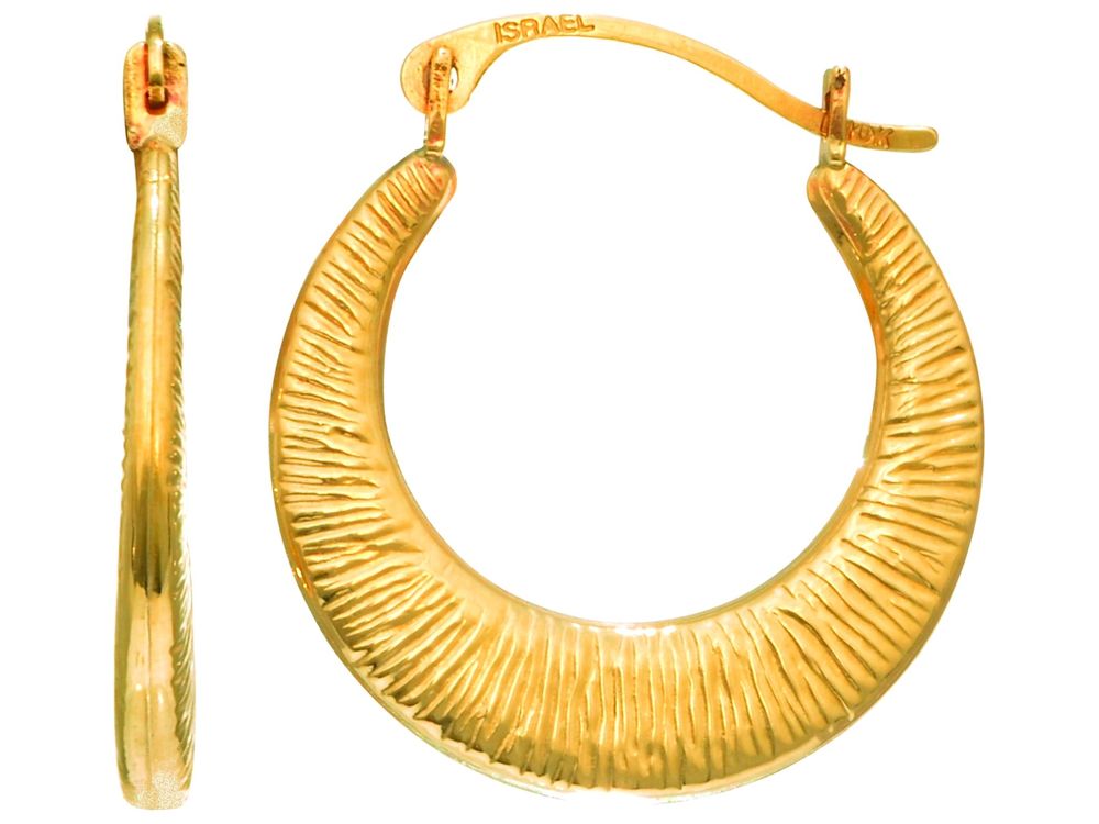 Finejewelers 14 Kt Yellow Gold Graduated Textured Hoop Earrings