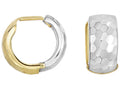 Finejewelers 14 Kt Two Tone Gold 7.5x15.8mm Bright Cut Half Half Snuggable Earring With Snap Clasp