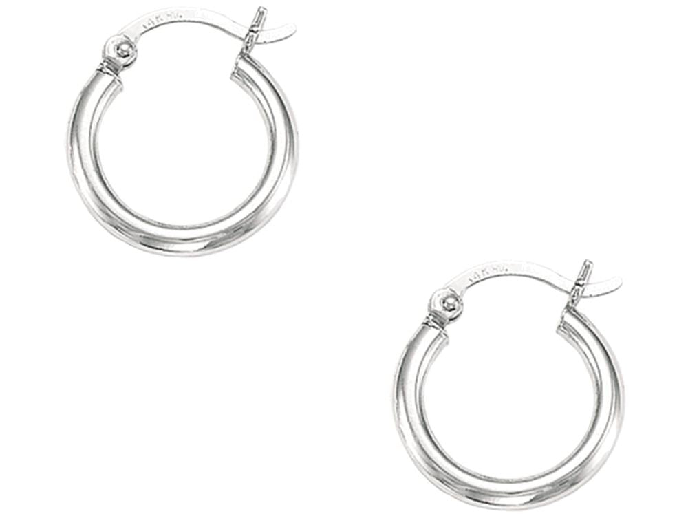 Finejewelers 14 Kt White Gold 2x15mm Round Tube Hoop Earring