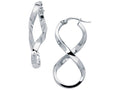 Finejewelers 14 Kt White Gold Twisted Oval Shape Freeform Hoop Earring