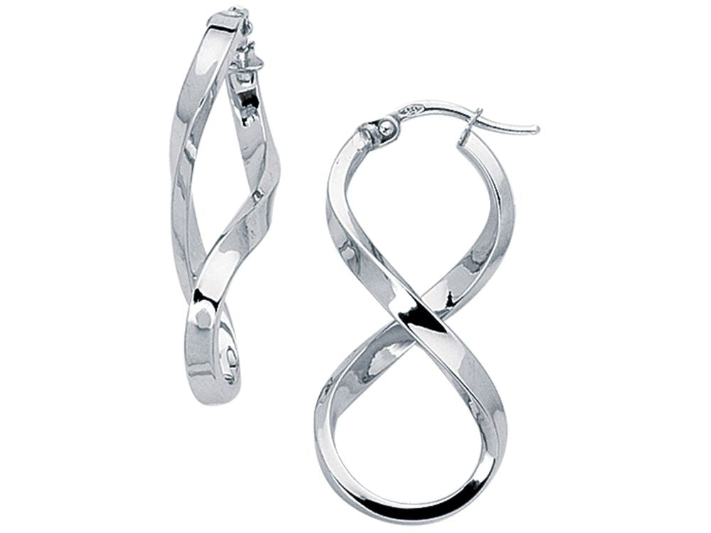 Finejewelers 14 Kt White Gold Twisted Oval Shape Freeform Hoop Earring