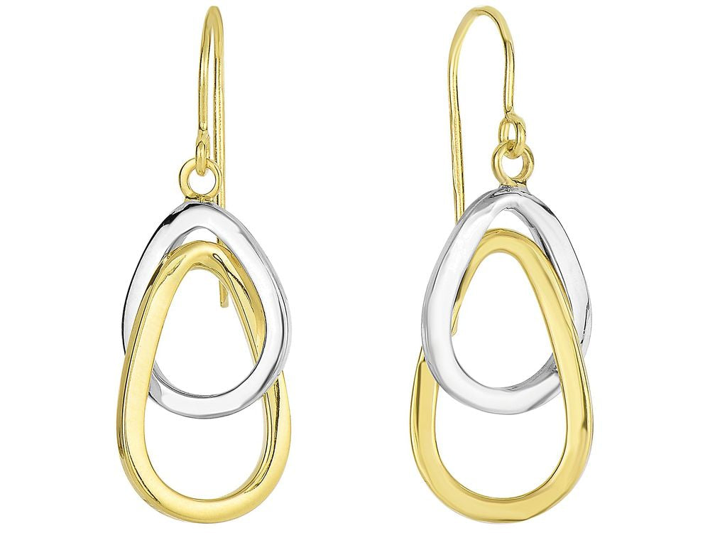 Finejewelers 14 Kt Two Tone Gold 2-interconnected Open Tear Drop Earring With Euro-wire