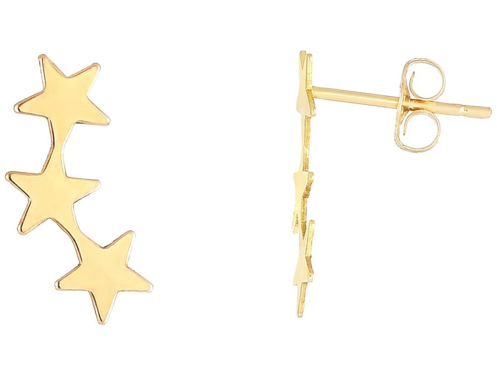 Finejewelers 14 Kt Yellow Gold 14x6.2mm 3 Star Stud Earrings