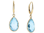 Finejewelers 14 Kt Yellow Gold 30x15mm Drop Earring 15x10mm Tear Drop Briolette Blue Topaz Lever Back Clasp