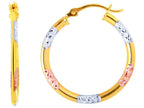 Finejewelers 14 Kt Tri Color Gold Bright Cut Tri-color Super Lightweight Fancy Hoop Earrings