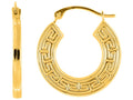 Finejewelers 14 Kt Yellow Gold Textured Flat Greek Key Small Hoop Earrings