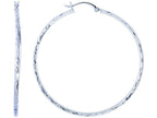 Finejewelers 14 Kt White Gold Bright Cut Large 45mm Design Hoop Earring