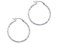 Finejewelers 14 Kt White Gold Bright Cut Small Design Hoop Earring