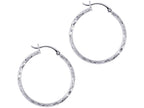 Finejewelers 14 Kt White Gold Bright Cut Small Design Hoop Earring