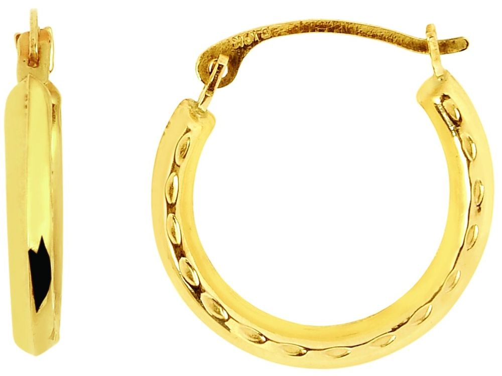 Finejewelers 14 Kt Yellow Gold Textured Round Hoop Earring