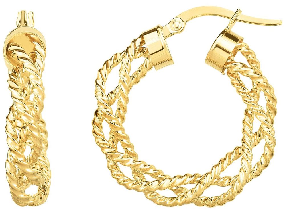 Finejewelers 14 Kt Yellow Gold 4x15mm Textured Round Hoop Earring