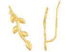 Finejewelers 14 Kt Yellow Gold 6x20mm Leaf Ear Climber Earring With Ear Climber Clasp