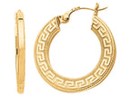 Finejewelers 14 Kt Yellow Gold Small Greek Key Textured Hoop Earring