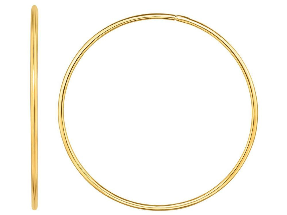 Finejewelers 14 Kt Yellow Gold 1.2x35mm Round Tube Hoop Fancy Earring With Slide Clasp