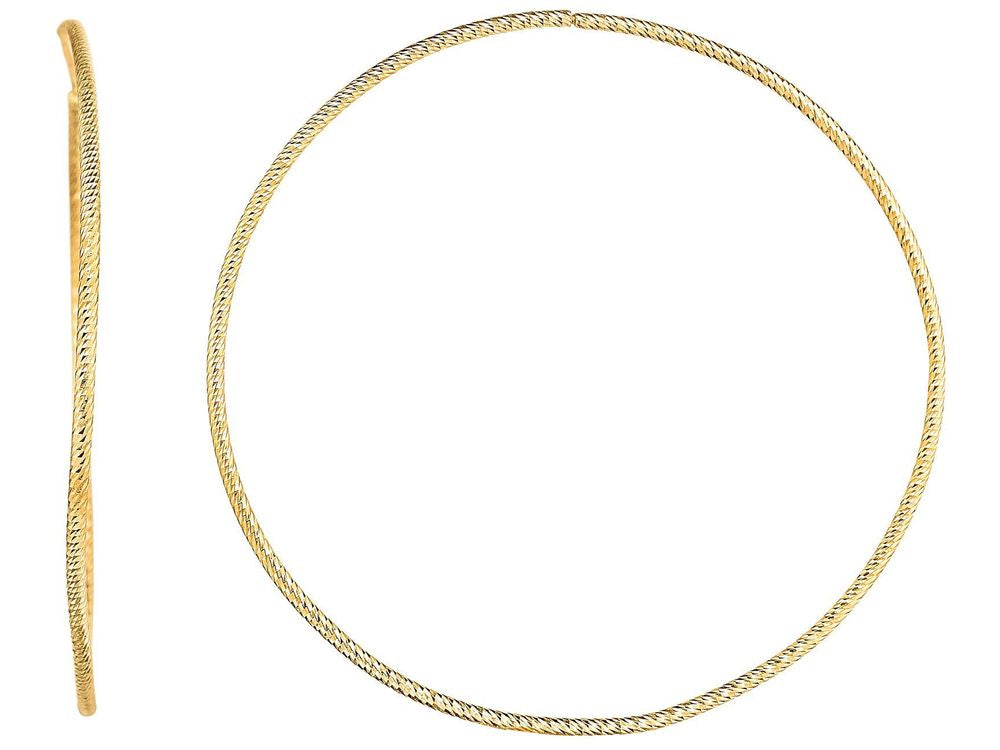 Finejewelers 14 Kt Yellow Gold 1.2x50mm Round Tube Hoop Fancy Earring With Slide Clasp