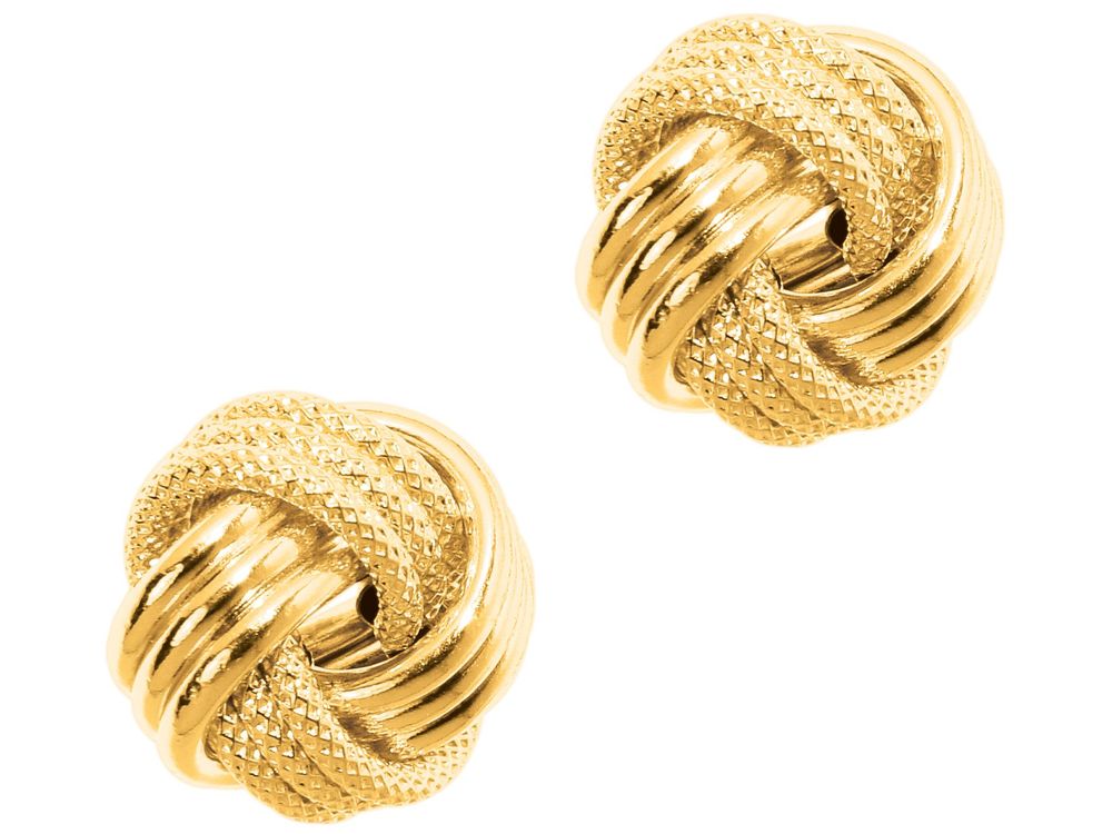 Finejewelers 14 Kt Yellow Gold Textured 3 Row Large Love Knot Earring