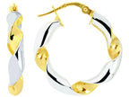 Finejewelers 14 Kt Two Tone Gold Round Two Tone Twisted Small Hoop Earring