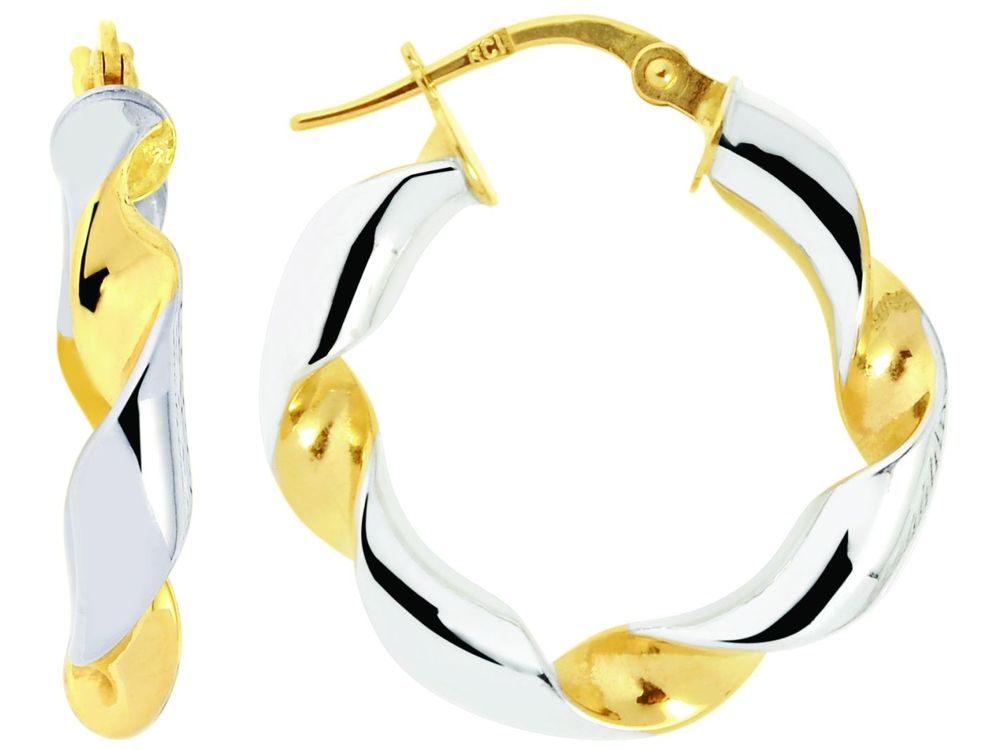 Finejewelers 14 Kt Two Tone Gold Round Two Tone Twisted Small Hoop Earring