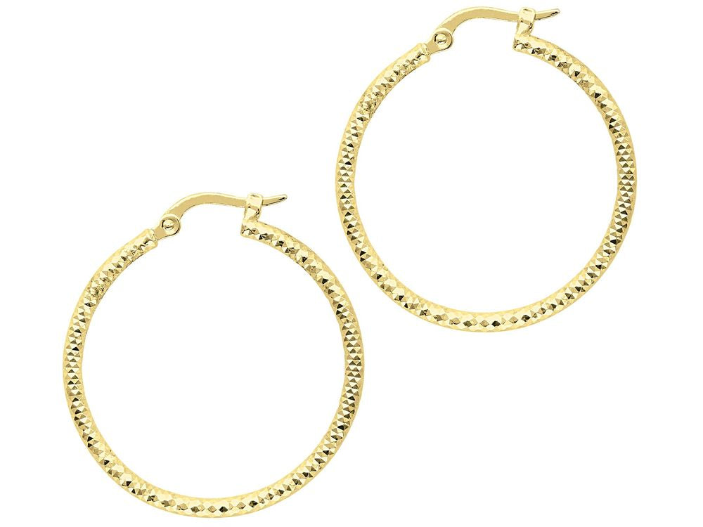 Finejewelers 14 Kt Yellow Gold 1.5x25mm Bright Cut Fashion Sparkle Lae Hoop Earring