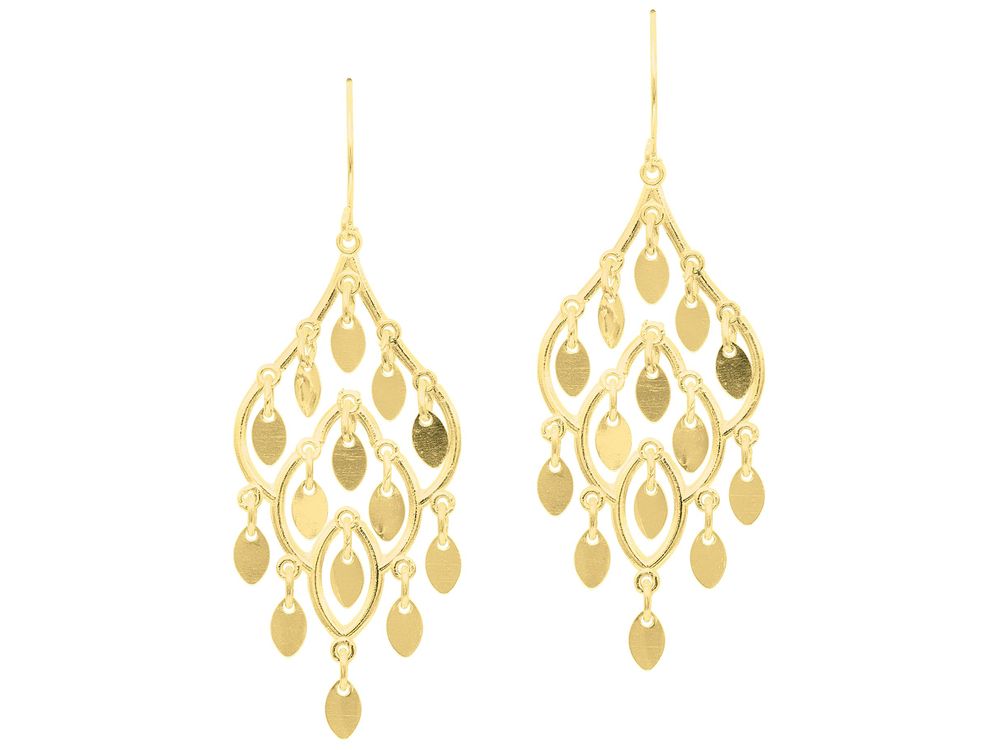 Finejewelers 14 Kt Yellow Gold Textured Multi Drop Leaf On Teardrop Fashion Drop Earrings