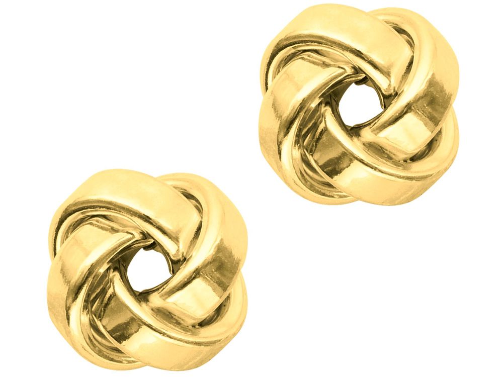Finejewelers 14 Kt Yellow Gold One Row Square Tube Love Knot Earring