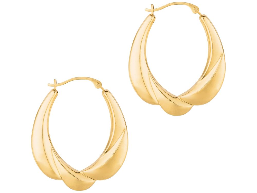 Finejewelers 14 Kt Yellow Gold Graduated Oval Shape Symbolic Hoop Earring