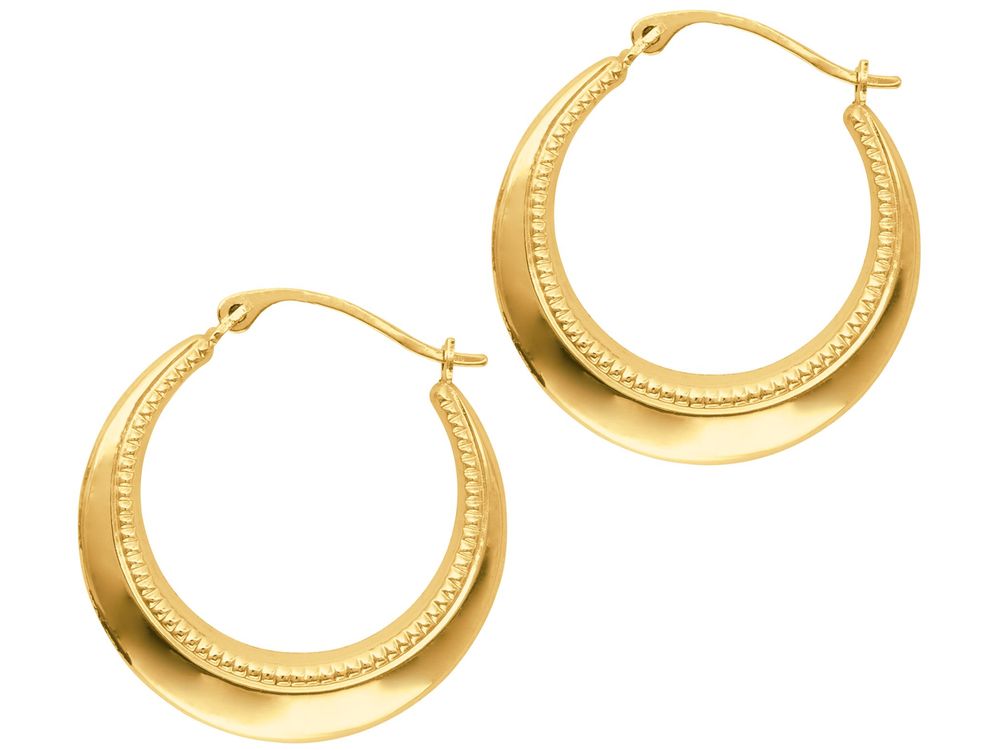 Finejewelers 14 Kt Yellow Gold Textured Graduated Round Symbolic Hoop Earring