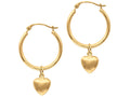 Finejewelers 14 Kt Yellow Gold Round Hoop With Small Puff Heart Fashion Earring