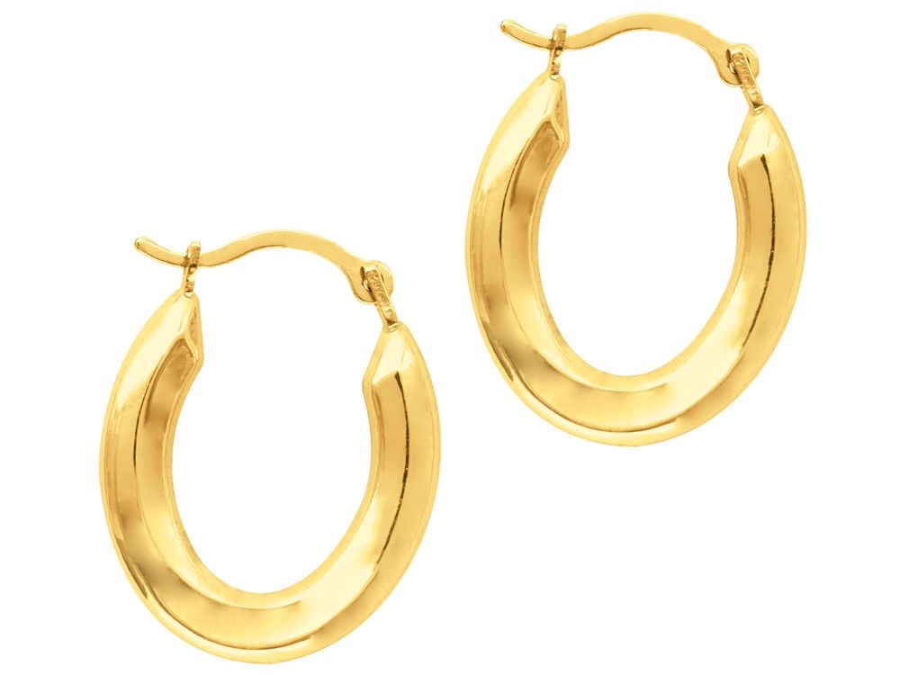 Finejewelers 14 Kt Yellow Gold Textured Oval Shape Hoop Earring