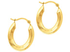 Finejewelers 14 Kt Yellow Gold Textured Oval Shape Hoop Earring