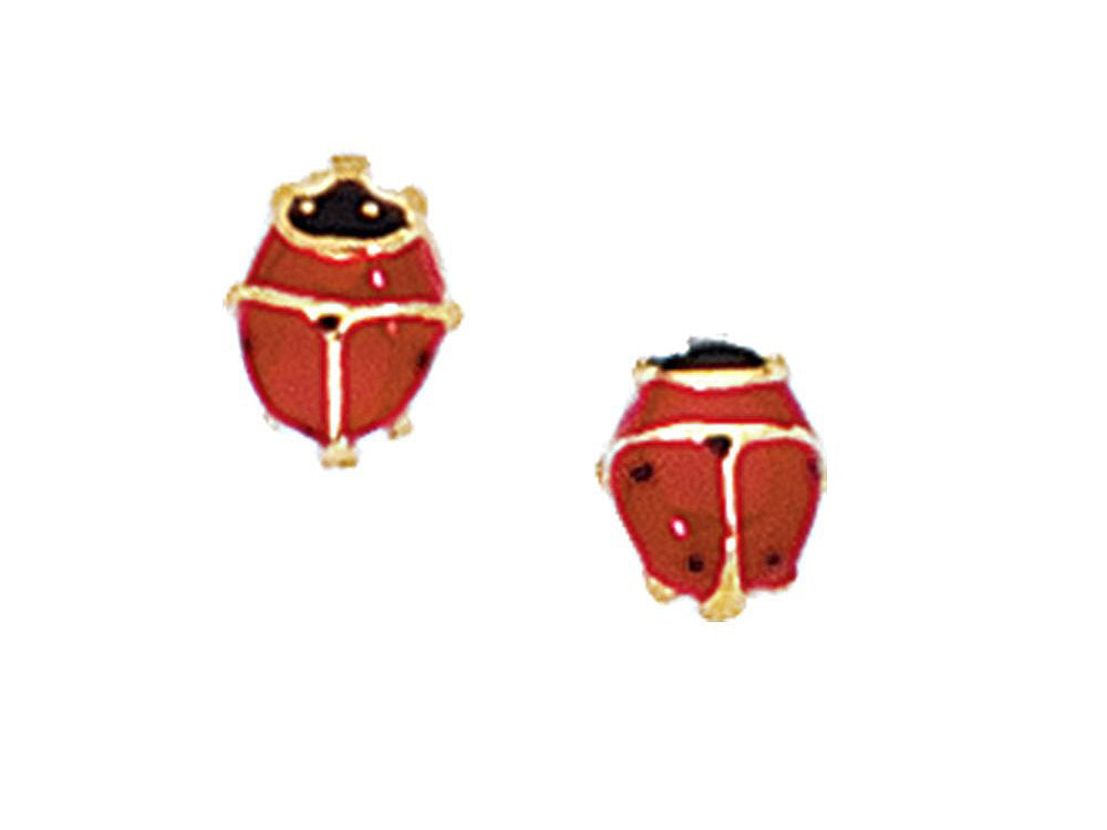 Finejewelers 14 Kt Yellow Gold Red Black Ladybug Post Earrings