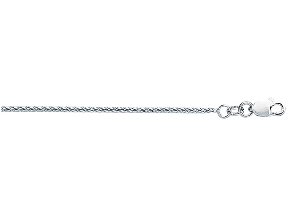 Finejewelers 18 Kt White Gold 16 Inch 1.4mm Bright Cut Round Wheat Chain Necklace With Lobster Clasp