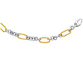 Finejewelers 14 Kt Two Tone Gold 7.5 Inch Textured Euro Link Two Tone Fancy Bracelet With Fish Clasp