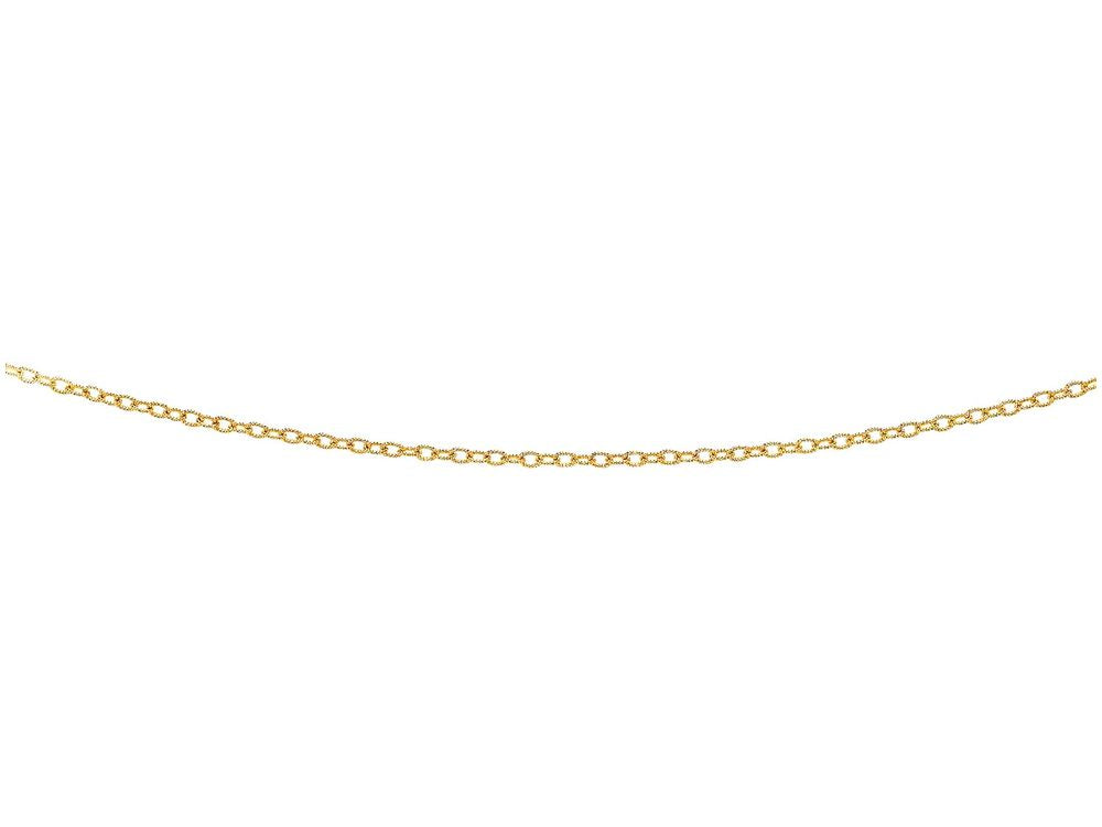 Finejewelers 14 Kt Yellow Gold 16 Inch 2.5mm Bright Cut Oval Texturedd Link Chain Necklace Lobster Clasp