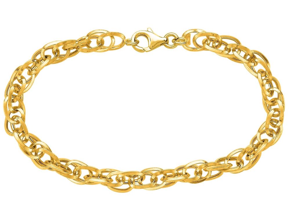 Finejewelers 14 Kt Two Tone Gold 7.50 Inch Euro Link Bracelet With Spring Ring Clasp