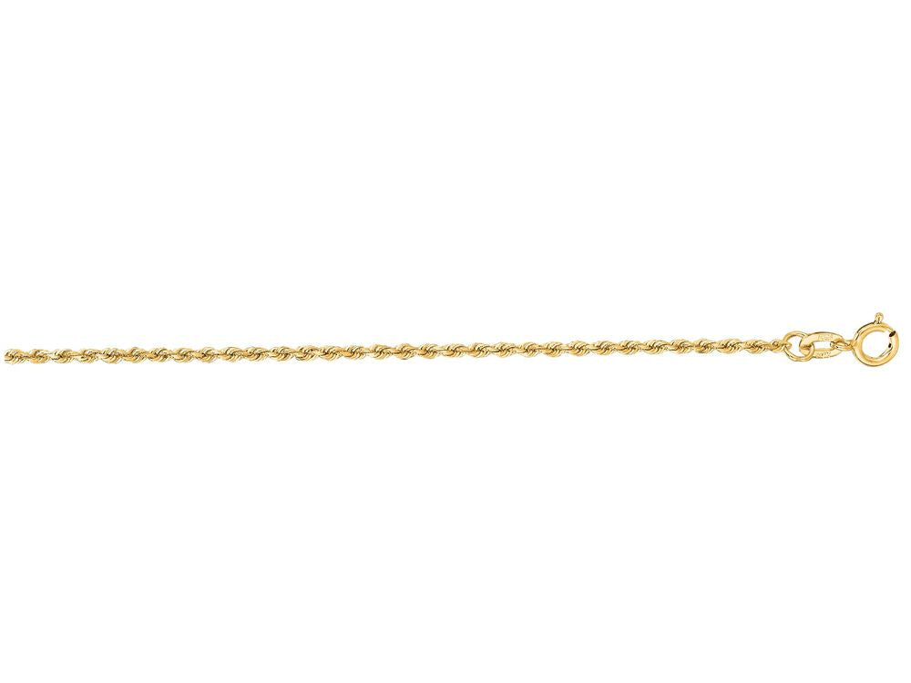 Finejewelers 14 Kt Yellow Gold 16 Inch 1.25mm Solid Bright Cut Royal Rope Chain Necklace Lobster Clasp
