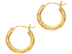 Finejewelers 14 Kt Yellow Gold 3x15mm Bright Cut Round Tube Hoop Earring
