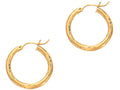 Finejewelers 14 Kt Yellow Gold 3x20mm Bright Cut Round Tube Hoop Earring