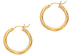 Finejewelers 14 Kt Yellow Gold 3x20mm Bright Cut Round Tube Hoop Earring