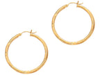 Finejewelers 14 Kt Yellow Gold 3x35mm Bright Cut Round Tube Hoop Earring