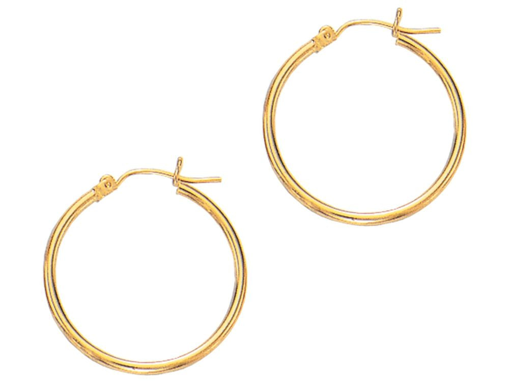 Finejewelers 14 Kt Yellow Gold 2x25mm Round Tube Hoop Fancy Earring