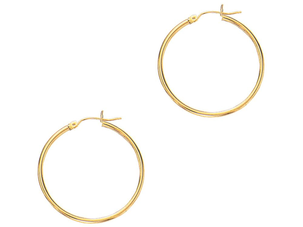 Finejewelers 14 Kt Yellow Gold 2x30mm Round Tube Hoop Fancy Earring